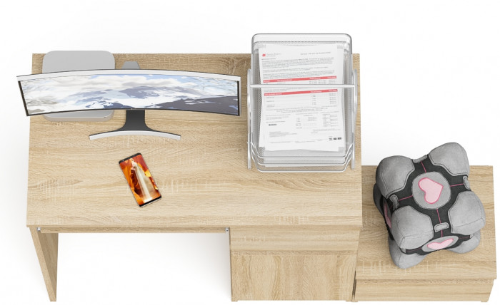 Мори компьютерный стол МС-1 правый + Тумба ТМП400.1, дуб сонома