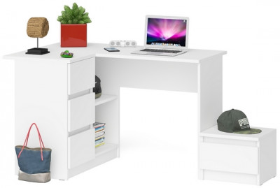 Мори Стол компьютерный МС-16 левый + Тумба ТМП400.1, цвет белый, ШхГхВ 164,8х84,9х76,6 см., выдвижные ящики слева, НЕ универсальная сборка