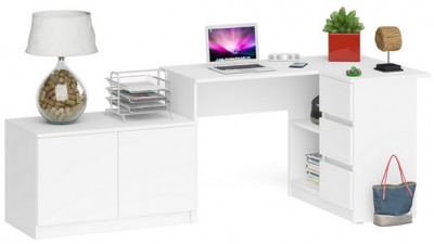 Мори Стол компьютерный МС-16 правый + Тумба МА900.1, цвет белый, ШхГхВ 214,8х84,9х76,6 см., выдвижные ящики справа, НЕ универсальная сборка