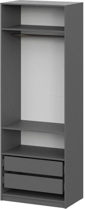 Шкаф распашной с наполнением (3 полки + 2 ящика + штанга) ШК 5 (800), Графит
