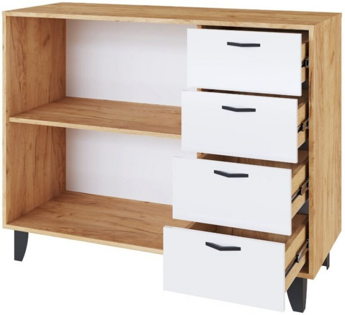 Комод Катрин-12 дуб крафт золотой/белый