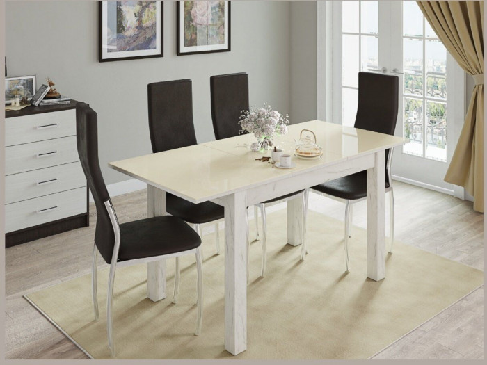 Стол обеденный Бруно 1200х800 дуб крафт белый/лакобель ваниль