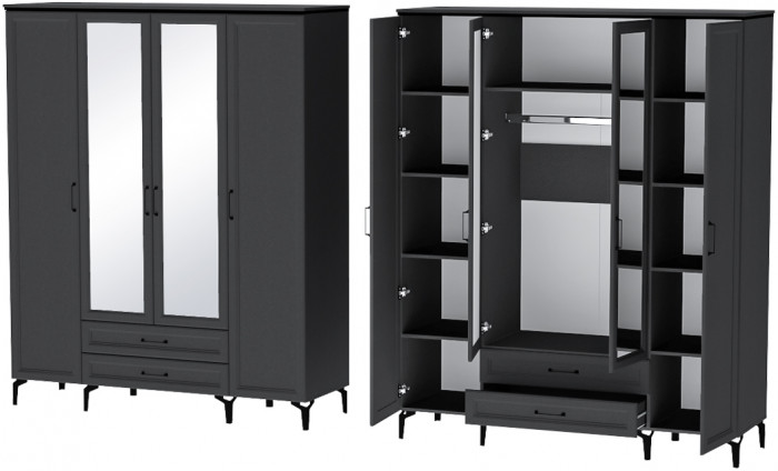 Модульная Спальня Шарм, набор 10, Антрацит/Ткань