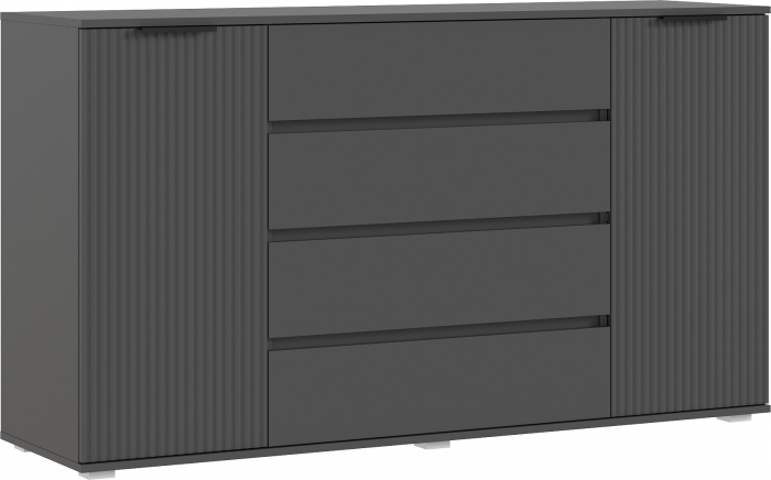 Марвэл Комод 2 двери 4 ящика (1600), Графит/Браш графит