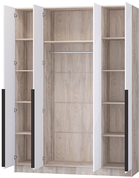 Шкаф Авис 1,6, Дуб эндгрейн/Белый софтач