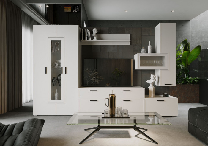 Набор мебели для гостиной "Берг" - Белый текстурный/Ясень белый