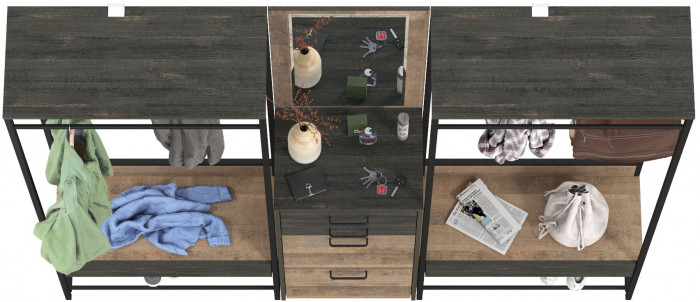 Трувор Прихожая 245, цвет дуб гранж песочный/интра, ШхГхВ 210х37х194,2 см., универсальная сборка