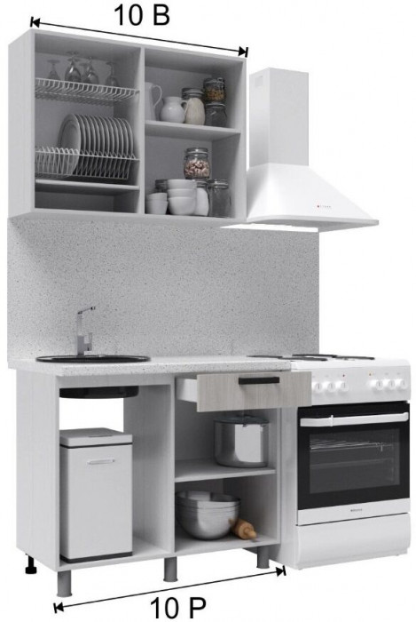 Кухонный гарнитур Нагано 1,0м, Кашемир