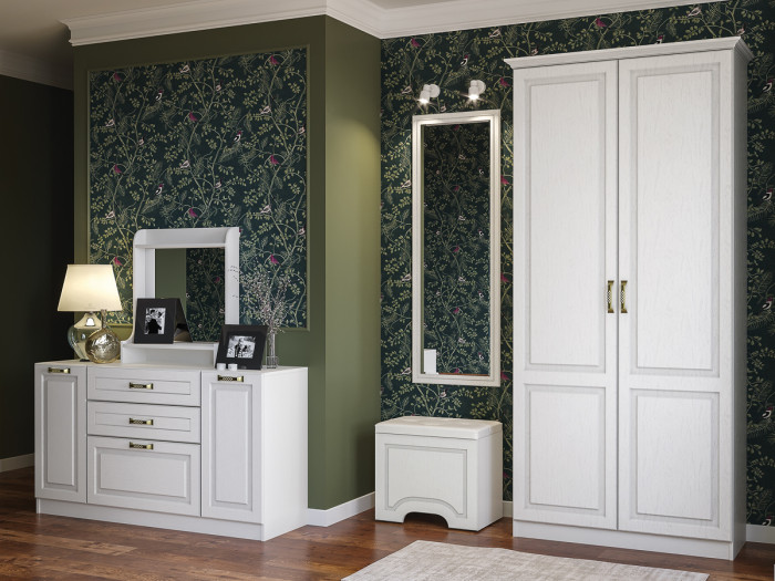 Ливерпуль Пуф 14.02, ясень ваниль/белый/эко-кожа гранд белый