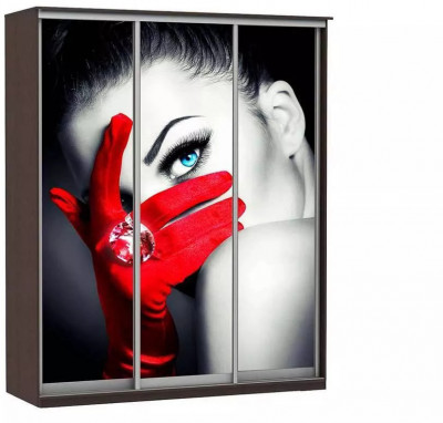 Шкаф купе Модерн 2076х600 3-х дверный 3-х секционный фотопечать №1 венге