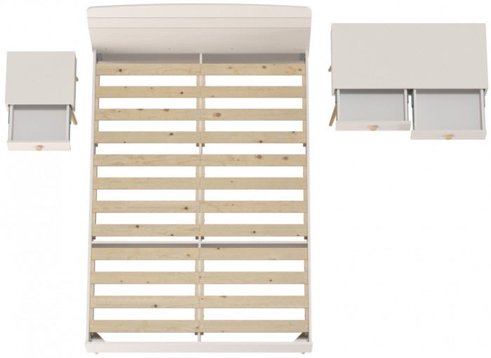 Афина Спальня Кровать 1400 + Стол + Тумба, цвет кашемир серый, ШхГхВ 144,6х210,2х95,7 + 100х45х76 + 45х37х45 см., 1400х2000 мм., б/м, осн. есть