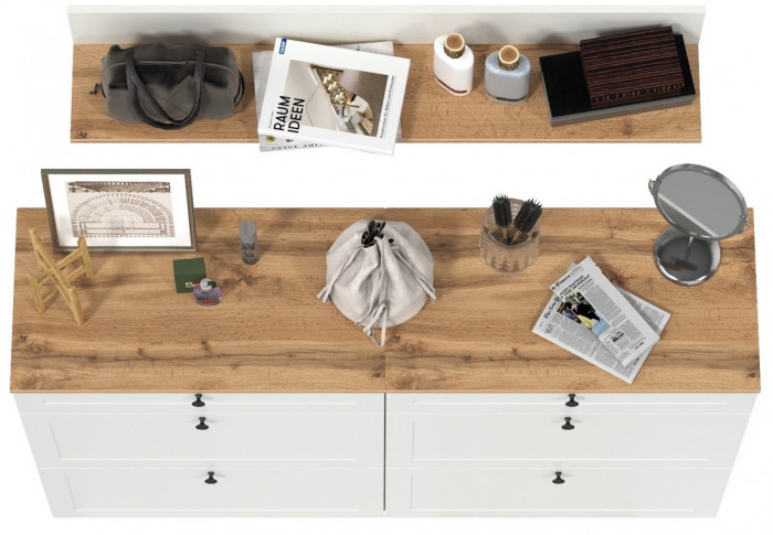 Остин Прихожая 66, цвет белый шагрень/дуб крафт золотой, ШхГхВ 160х41,6х160 см.