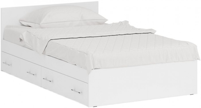 Кровать с ящиками 1200 + угловой шкаф Стандарт, белый