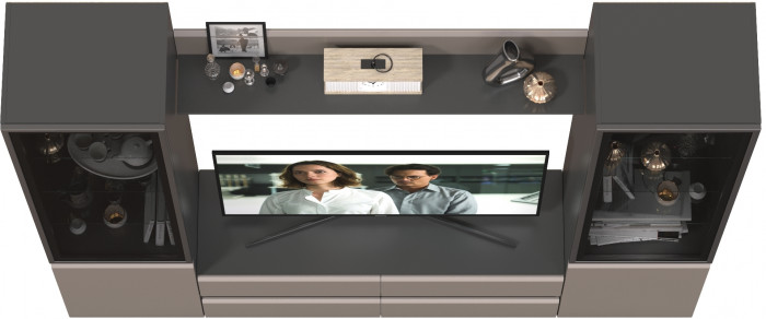 Сидней Комплектация № 049, цвет корпус: антрацит/фасады: МДФ веллюто капучино, ШхГхВ 229,9х41,3х205,2 см., ниша для ТВ 129х41х98 см., универс. сборка