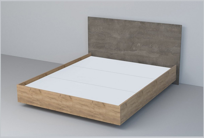 Кровать 1,4 арт.031 (ЛДСП) ЛН. (Бетон Светлый/Белый Глянец)
