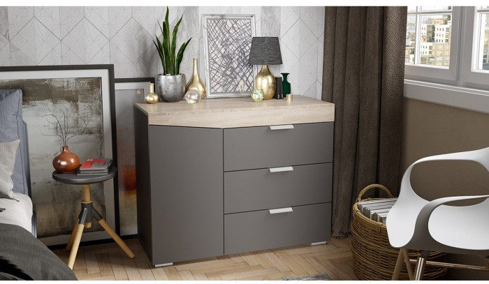 Комод тип 1 (Дуб Сонома/Белый Ясень)