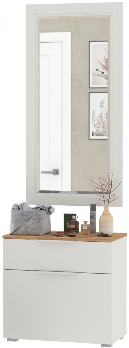 Октава Прихожая 38, белый шагрень/дуб крафт золотой/фасады МДФ белый шагрень