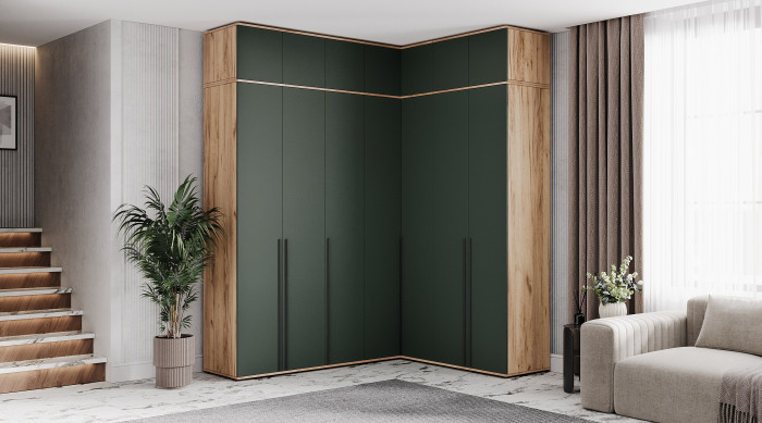 Норд Шкафы угловая композиция, Дуб крафт/Изумрудный