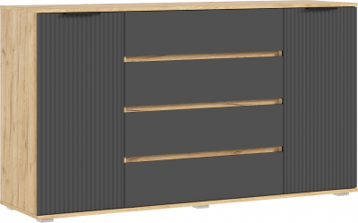 Марвэл Комод 2 двери 4 ящика (1600), Дуб крафт/Браш графит