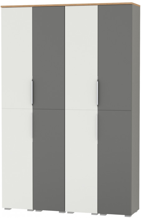 Октава Набор шкафов 47, цвет белый шагрень/серый графит/дуб крафт золотой/фасады МДФ белый шагрень/серый графит, ШхГхВ 128,8х35,3х197,6 см., ун. сб.