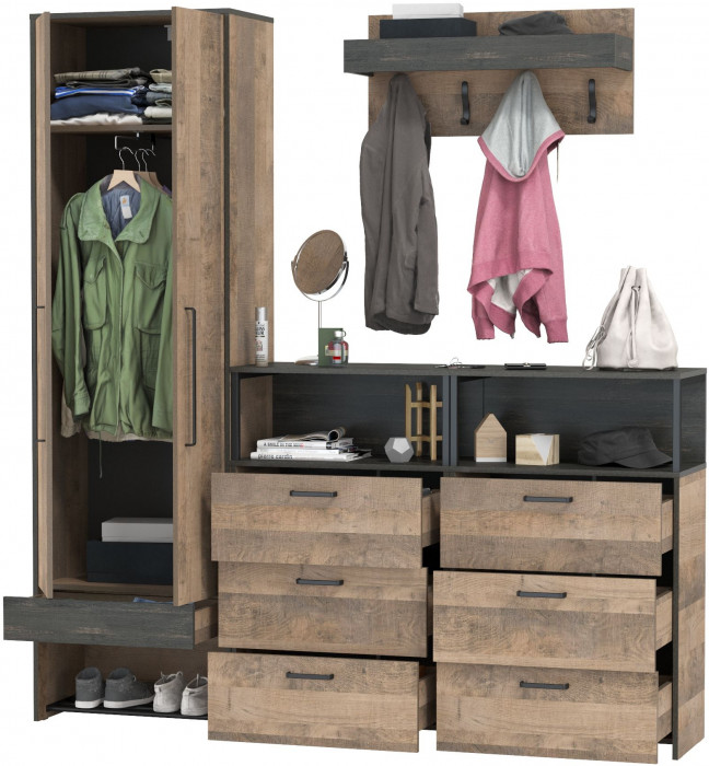 Трувор Прихожая 207, дуб гранж песочный/интра