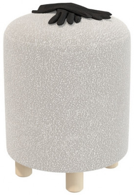 Банкетка 6-5137ТКШсв.серый Марта, цвет ткань светло-серая, ШхГхВ 36х36х46 см.(круглая банкетка на трёх ножках)