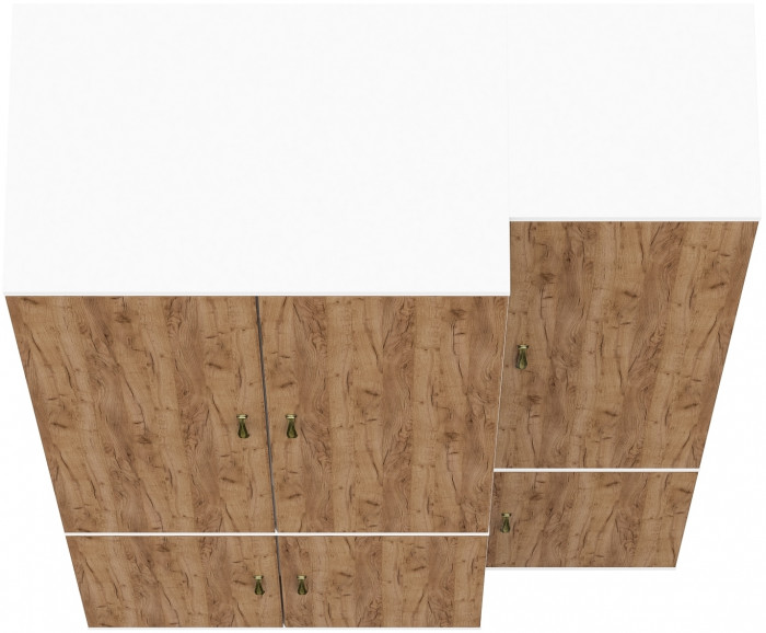 Лидер-8 Модуль Пенал МД 21Б + Шкаф МД 19Б, белый шагрень/крафт золото