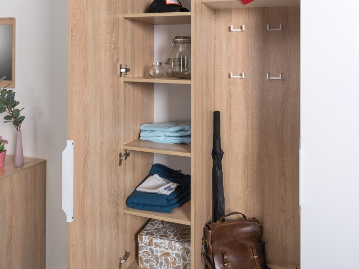 Куба Прихожая 13, цвет дуб сонома/белый премиум, ШхГхВ 166,2х38,3х210,6 см., универсальная сборка