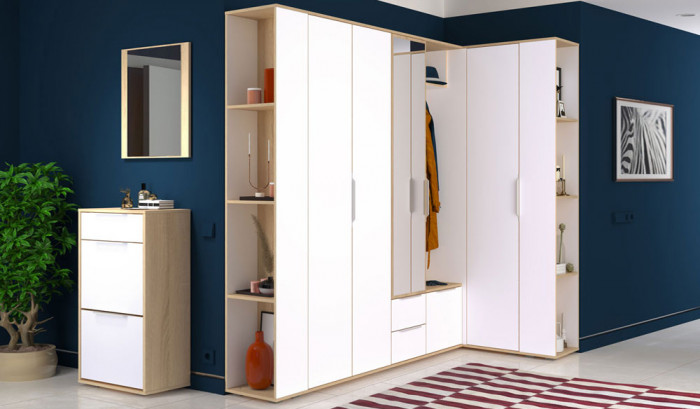 Куба Прихожая 13, цвет дуб сонома/белый премиум, ШхГхВ 166,2х38,3х210,6 см., универсальная сборка