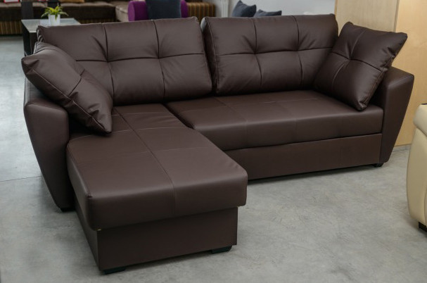Диван УГЛОВОЙ Амстердам 160 экокожа коричневая
