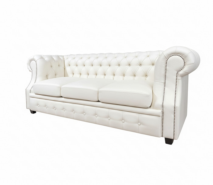 Диван Честер ЛОФТ 3-х местный, белый