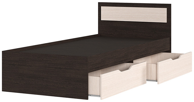 ГАРМОНИЯ КР 608 кровать с ящиками (0,952х0,78х2,032) венге/белфорт