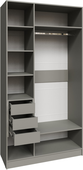 Шкаф Мадрид (1,2) с 3 ящ. внутри с зеркалом, Мокко