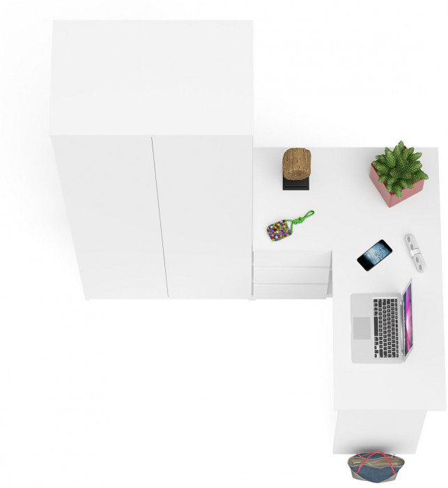 Мори компьютерный стол МС-16 левый + Шкаф МШ800.1, белый