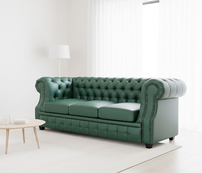 Диван Честер ЛОФТ 3-х местный, зеленый