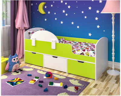 Кровать Малыш Мини (Дуб молочный/Оранжевый)