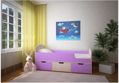 Кровать Малыш Мини (Дуб молочный/Оранжевый)