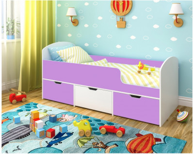 Кровать Малыш Мини (Дуб молочный/Оранжевый)