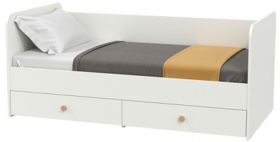 Джастин 11.55 Кровать, цвет белый шагрень, ШхГхВ 163,8х84х70,6 см., сп. м. 800х1600 мм., б/м, осн. есть, макс. нагрузка 80 кг., два выдвижных ящика