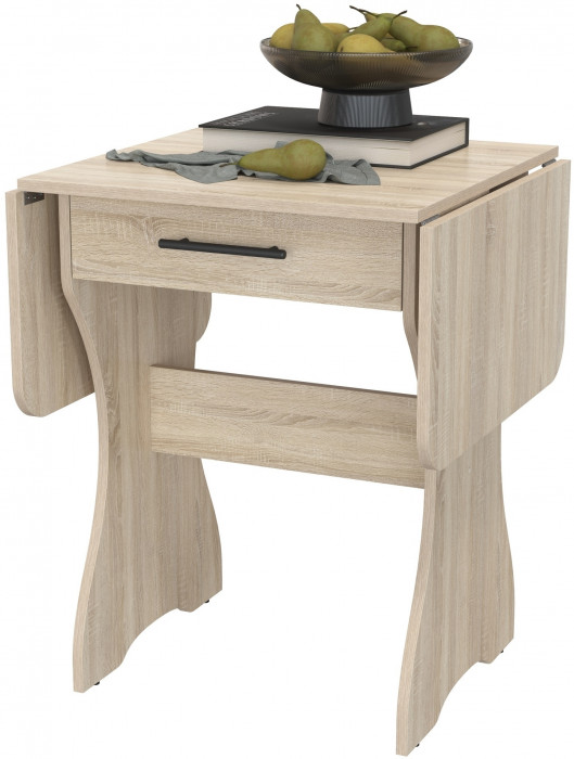 Стол обеденный раскладной с ящиком 6-02.120ТМдубсон, цвет дуб сонома, ШхГхВ 120х57х75 см., 60х57х75 см. сложенный