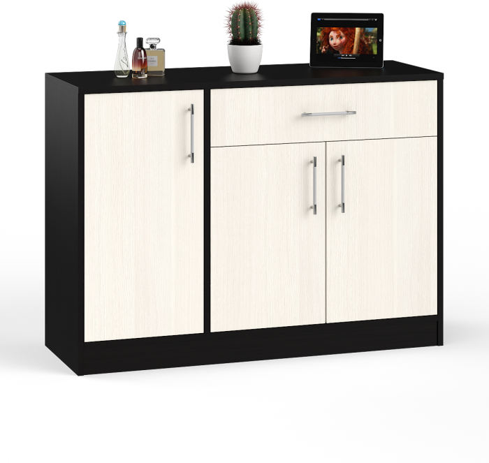 Комод СВК № 4, цвет венге/дуб лоредо, ШхГхВ 120х42х87 см. (Комод Стандарт № 4)