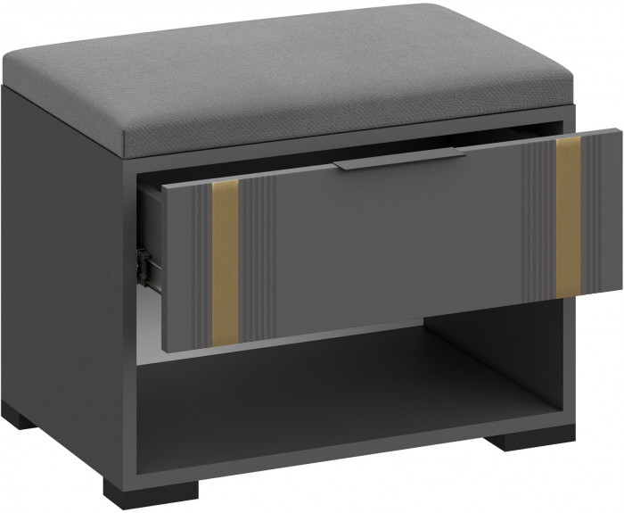 Тумба для обуви Эмэ ТБ-3915, Графит/Графит, Золото