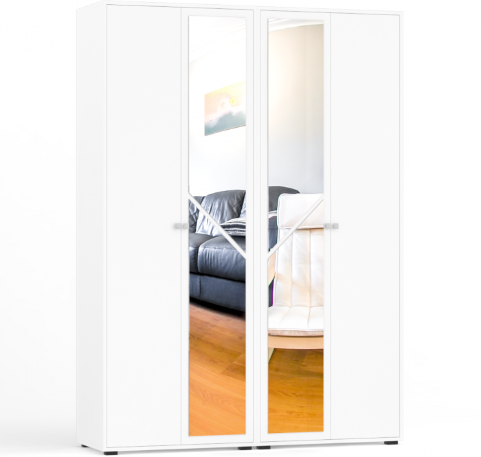 Камелия спальня № 3 Кровать 1600 + Две тумбы + Стол косметич. + Зеркало + Комод + Шкаф 4-х, цвет белый, сп.м. 1600х2000 мм., б/м, осн. есть