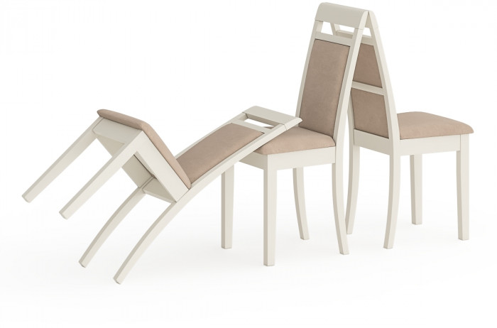 Три стула Мебель--24 Гольф-12 разборных, цвет слоновая кость, обивка ткань велюр бежевый 05, 40х40х100 см., от пола до верха сиденья 47 см.(мягк сп)