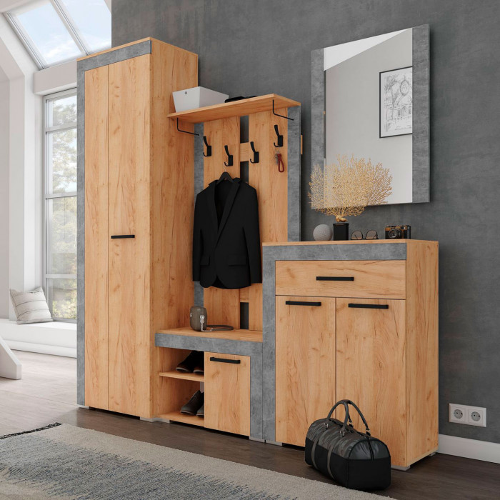 Прихожая Галант вешалка дуб крафт золотой/ателье светлое