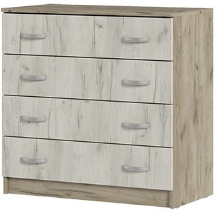 КМ 554М Бася ЛДСП комод 4 ящ. дуб крафт серый/дуб крафт белый