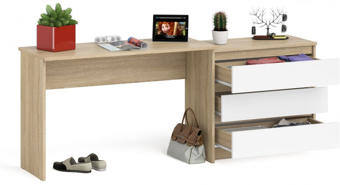 Мори письменный стол МСП1200.1 + Комод МК800.1, дуб сонома/белый