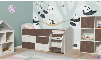 Кровать-чердак Малыш 7 (Винтерберг/Ясень Анкор темный)