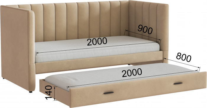 Подростковая кровать "Нега" с бортами (интерьерная), Бежевый