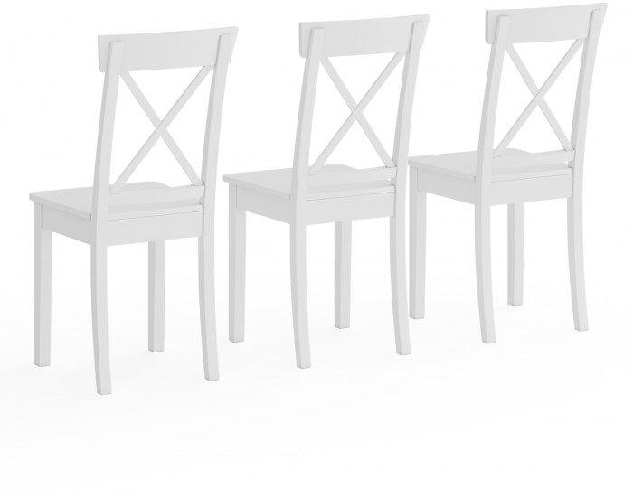 Три стула Мебель--24 Гольф-14 разборных, цвет белый, деревянное сиденье белое, ШхГхВ 41х42х95 см., от пола до верха сиденья 47 см.